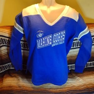 * LIMITED EDITION* CHAMPION Marine Corps  blue V-neck Sweatshirt - BRAND NEW! XL